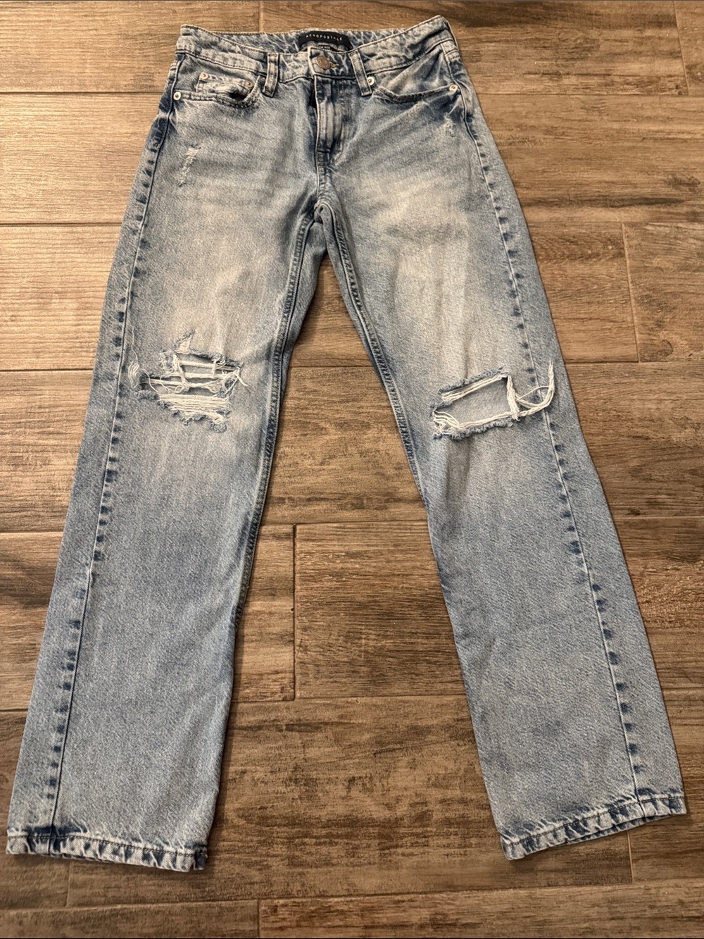 High-Rise Light Wash Distressed Flare Jeans